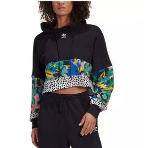 adidas Women's "Black/Multicolor" Her Studio London Cropped Hoodie Details